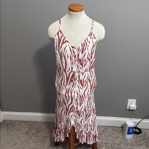 Rails - Frida Midi Dress in Rust Zebra - Size Medium - Good Used Condition!! - Picture 2 of 11